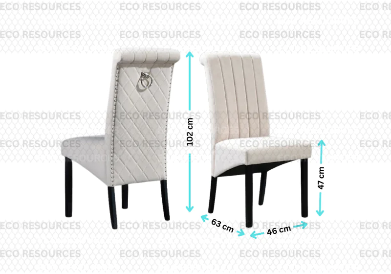 Luxury Marble Dining Table Set with Easy-Clean Fabric High Back Chairs - Image 6