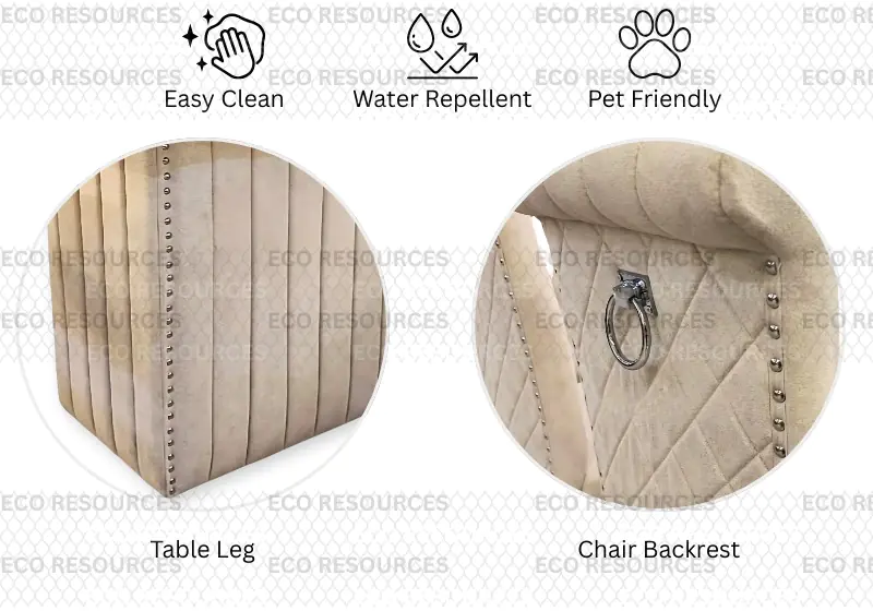 Luxury Marble Dining Table Set with Easy-Clean Fabric High Back Chairs - Image 3